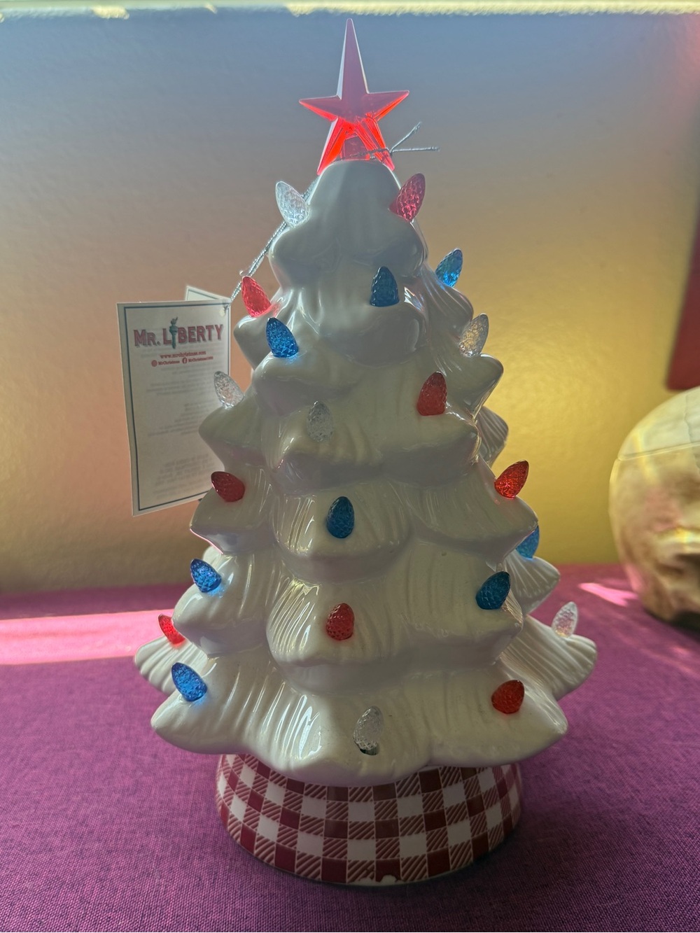 Mr Liberty Mr Christmas White Ceramic Fourth of July Holiday Tree